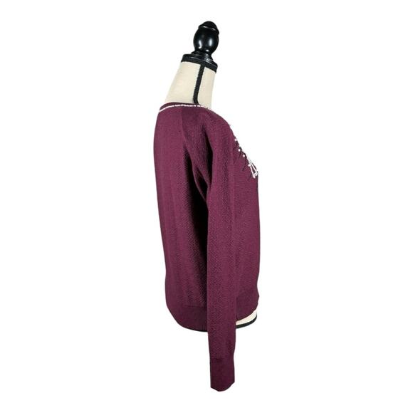 Anthropologie Field Flower Pearled Bow Sweater Womens Size Medium - Picture 3 of 5